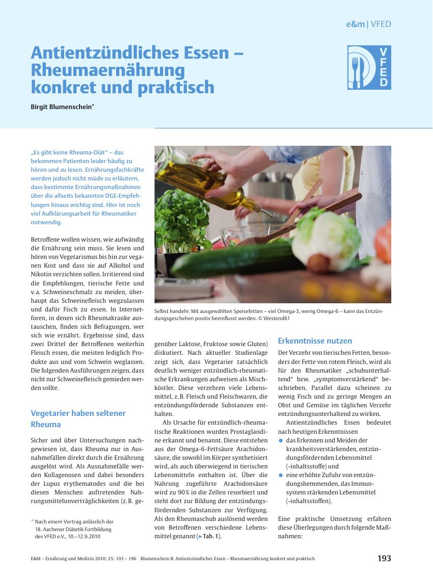 Vorschauseite 1: Antientzündliches Essen – Rheumaernährung konkret und praktisch