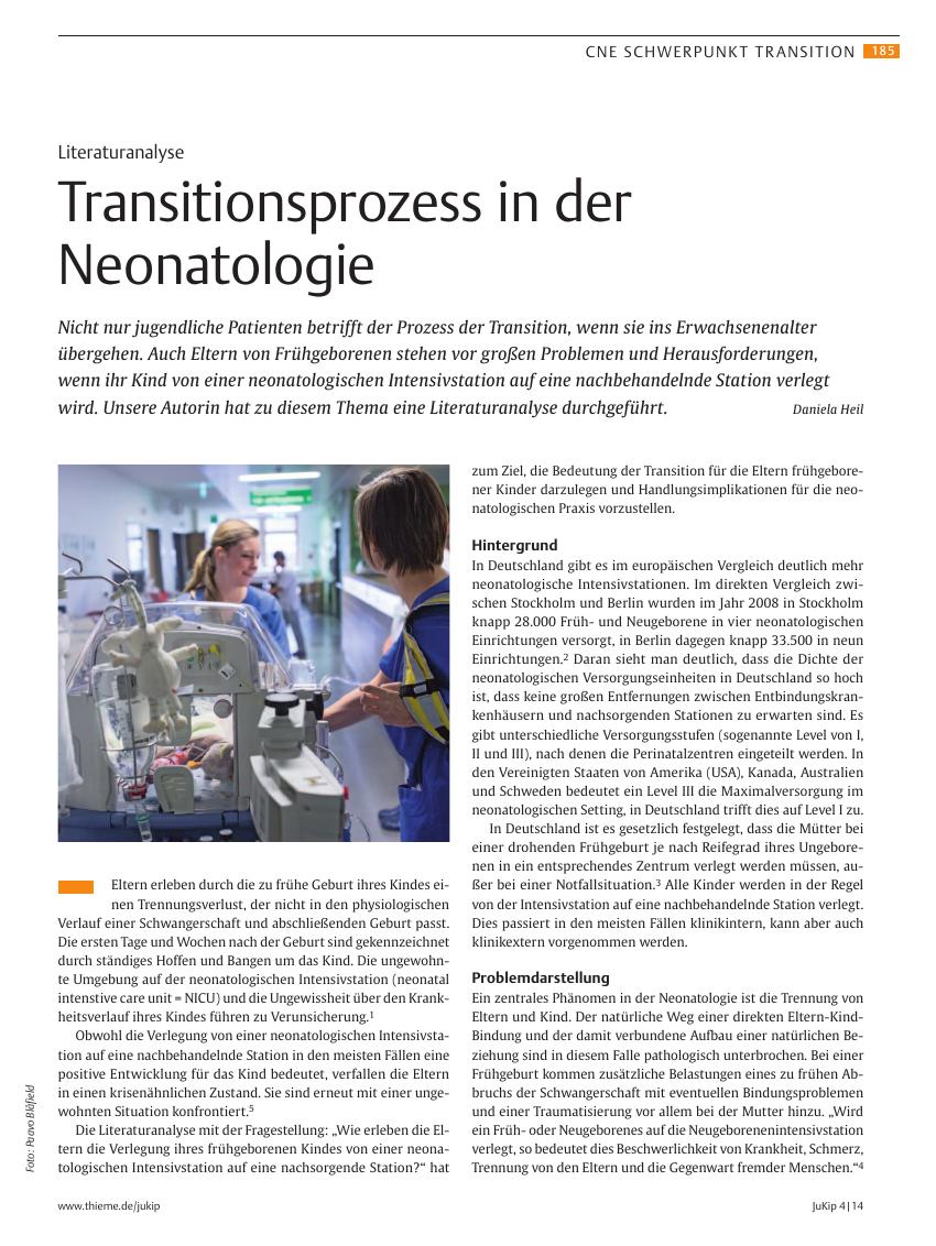Vorschauseite 1: Transitionsprozess in der Neonatologie