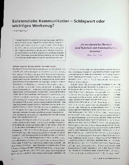 Vorschauseite 1: Existenzielle Kommunikation - Schlagwort oder wichtiges Werkzeug?