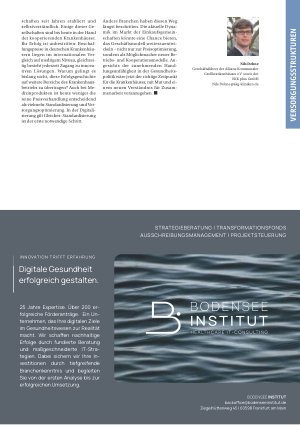 Vorschauseite 3: Nur gemeinsam geht’s: Kooperationen, Verbünde und Fusionen. Wie Krankenhäuser durch neue Netzwerke und gemeinsame Strategien zukunftsfähig werden können