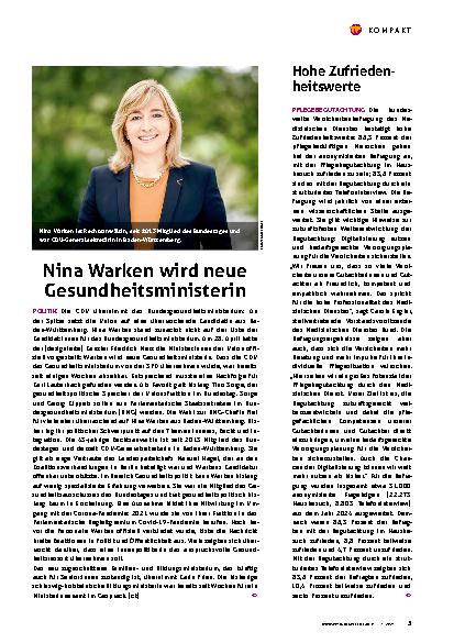Vorschauseite 1: Nina Warken wird neue Gesundheitsministerin