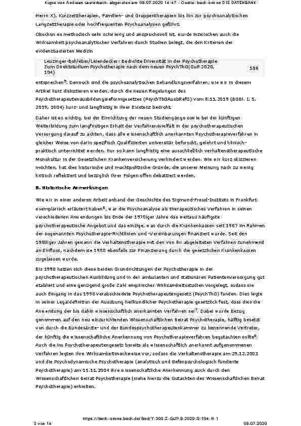 Vorschauseite 3: Bedrohte Diversität in der Psychotherapie: Zum Direktstudium Psychotherapie nach dem neuen PsychThG