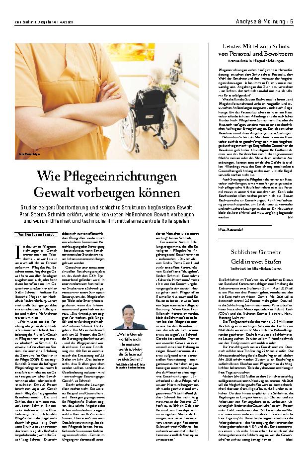 Vorschauseite 1: Wie Pflegeeinrichtungen Gewalt vorbeugen können