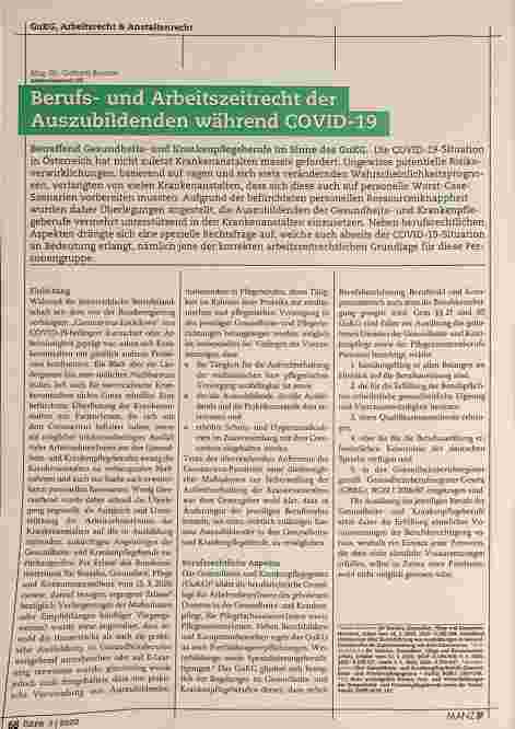 Vorschauseite 1: Berufsund Arbeitszeitrecht der Auszubildenden während COVID-19