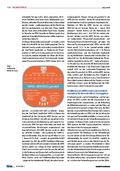 Vorschauseite 2: Vom Payer zum Player Die MPDL Services gGmbH als Infrastruktur für die Open-Access-Transformation