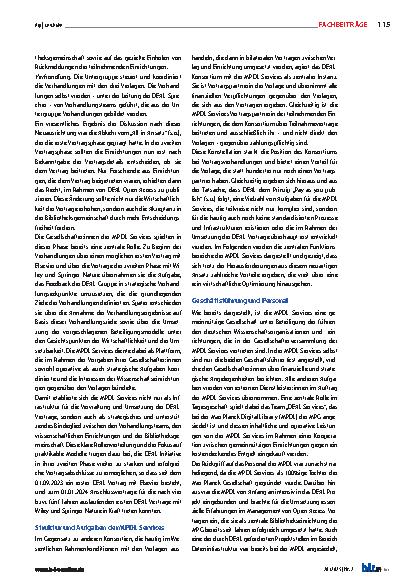 Vorschauseite 3: Vom Payer zum Player Die MPDL Services gGmbH als Infrastruktur für die Open-Access-Transformation