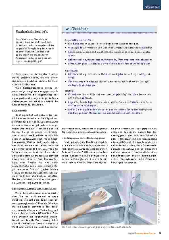 Vorschauseite 2: Hygiene am Arbeitsplatz: die Büroküche. Täglich grüßt der Kaffeefleck.