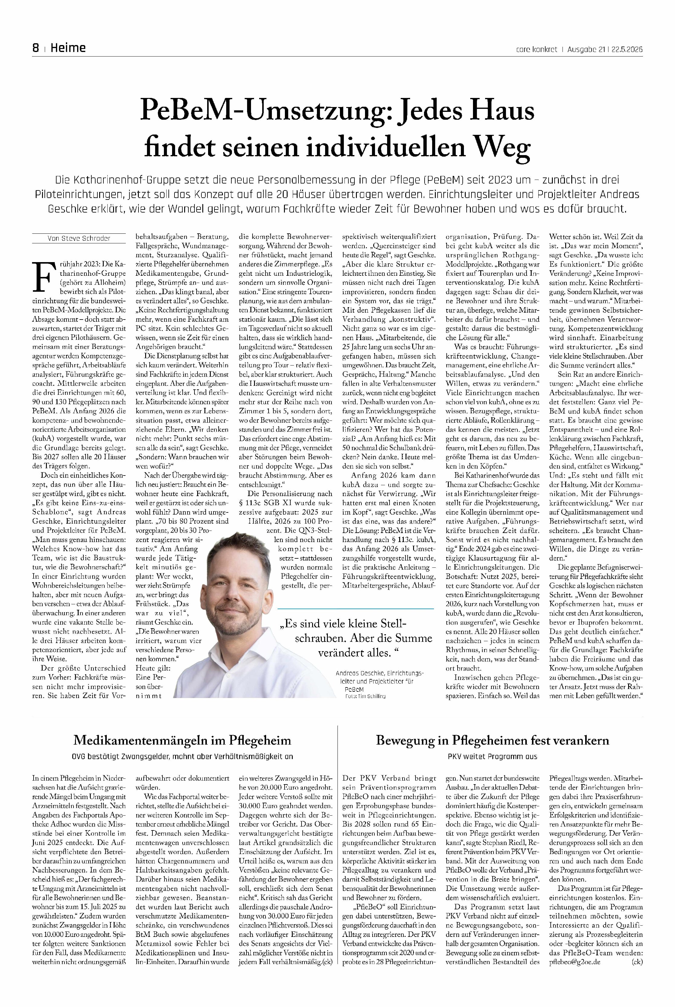 Vorschauseite 1: PeBeM-Umsetzung: Jedes Haus findet seinen individuellen Weg