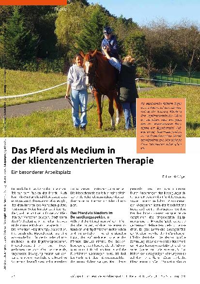 Vorschauseite 1: Das Pferd als Medium in der klientenzentrierten Therapie