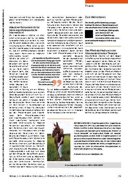 Vorschauseite 4: Das Pferd als Medium in der klientenzentrierten Therapie