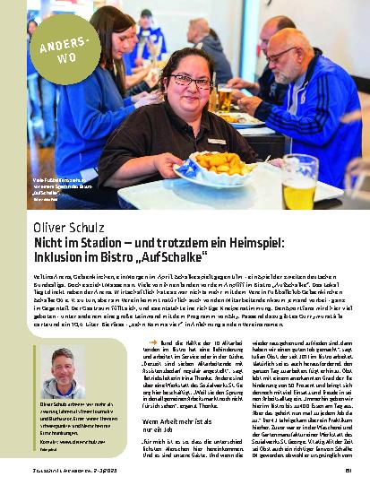 Vorschauseite 1: Nicht im Stadion – und trotzdem ein Heimspiel: Inklusion im Bistro „AufSchalke“