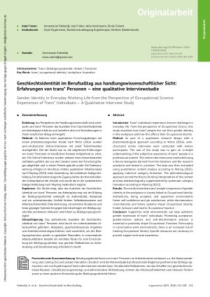 Vorschauseite 1: Geschlechtsidentität im Berufsalltag aus handlungswissenschaftlicher Sicht: Erfahrungen von trans* Personen – eine qualitative Interviewstudie