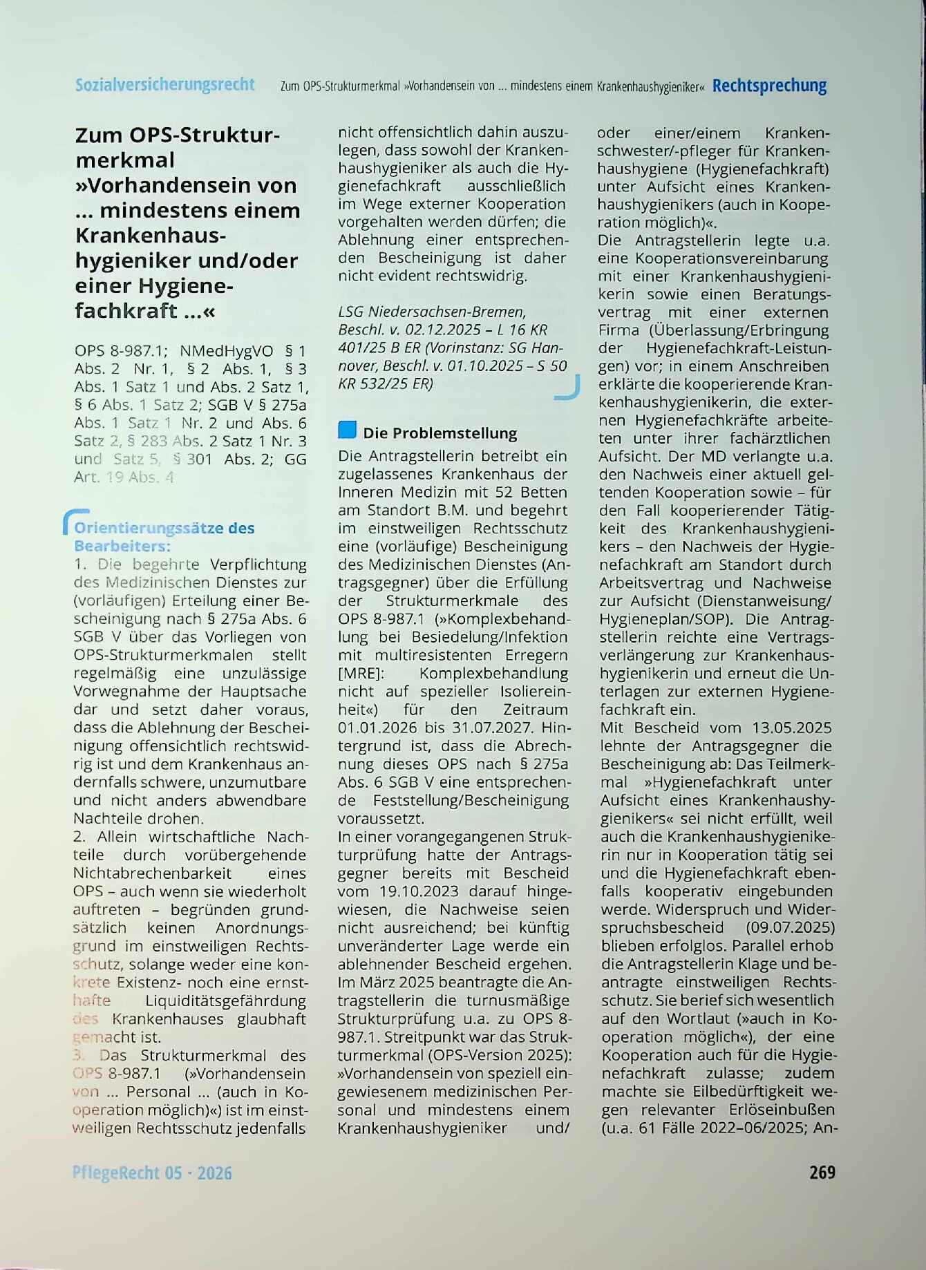 Vorschauseite 1: Zum OPS-Strukturmerkmal »Vorhandensein von... mindestens einem Krankenhaushygieniker«