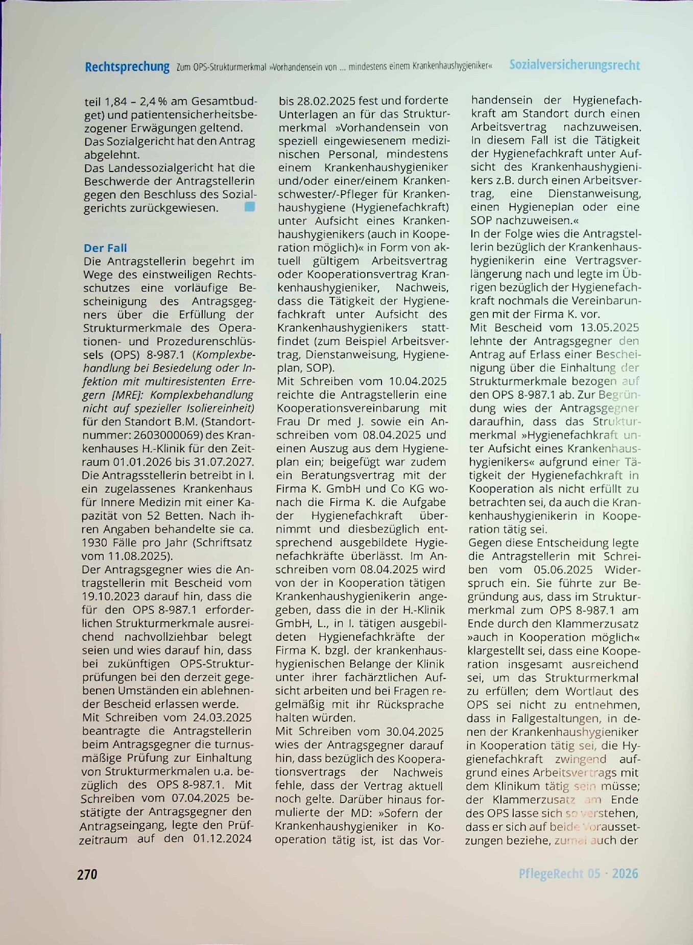 Vorschauseite 2: Zum OPS-Strukturmerkmal »Vorhandensein von... mindestens einem Krankenhaushygieniker«