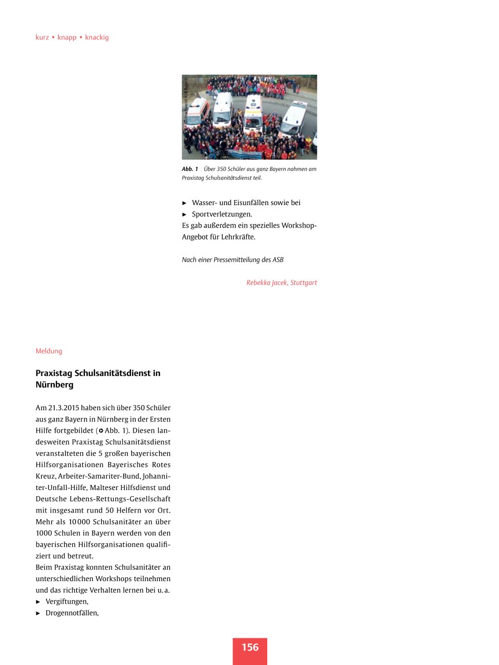 Vorschauseite 1: Meldung ? Praxistag Schulsanitätsdienst in Nürnberg