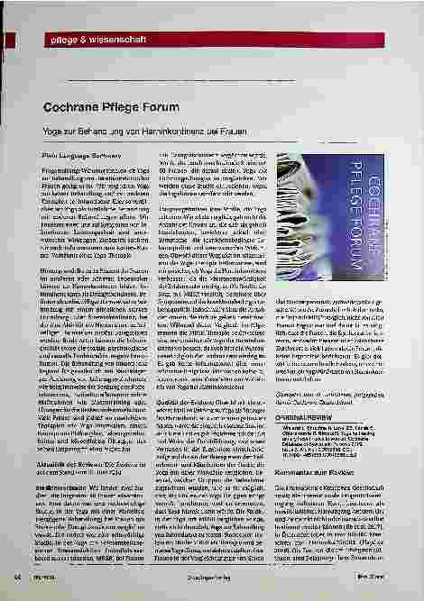 Vorschauseite 1: Cochrane Pflege Forum Yoga zur Behandlung von Harninkontinenz bei Frauen