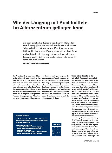 Vorschauseite 1: Wie der Umgang mit Suchtmitteln im Alterszentrum gelingen kann