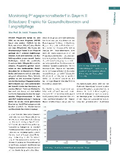 Vorschauseite 1: Monitoring Pflegepersonalbedarf in Bayern II: Belastbare Empirie für Gesundheitswesen und Langzeitpflege