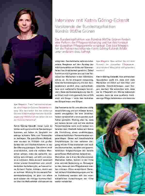 Vorschauseite 1: Interview mit Katrin Göring-Eckardt, Vorsitzende der Bundestagsfraktion Bündnis 90/Die Grünen
