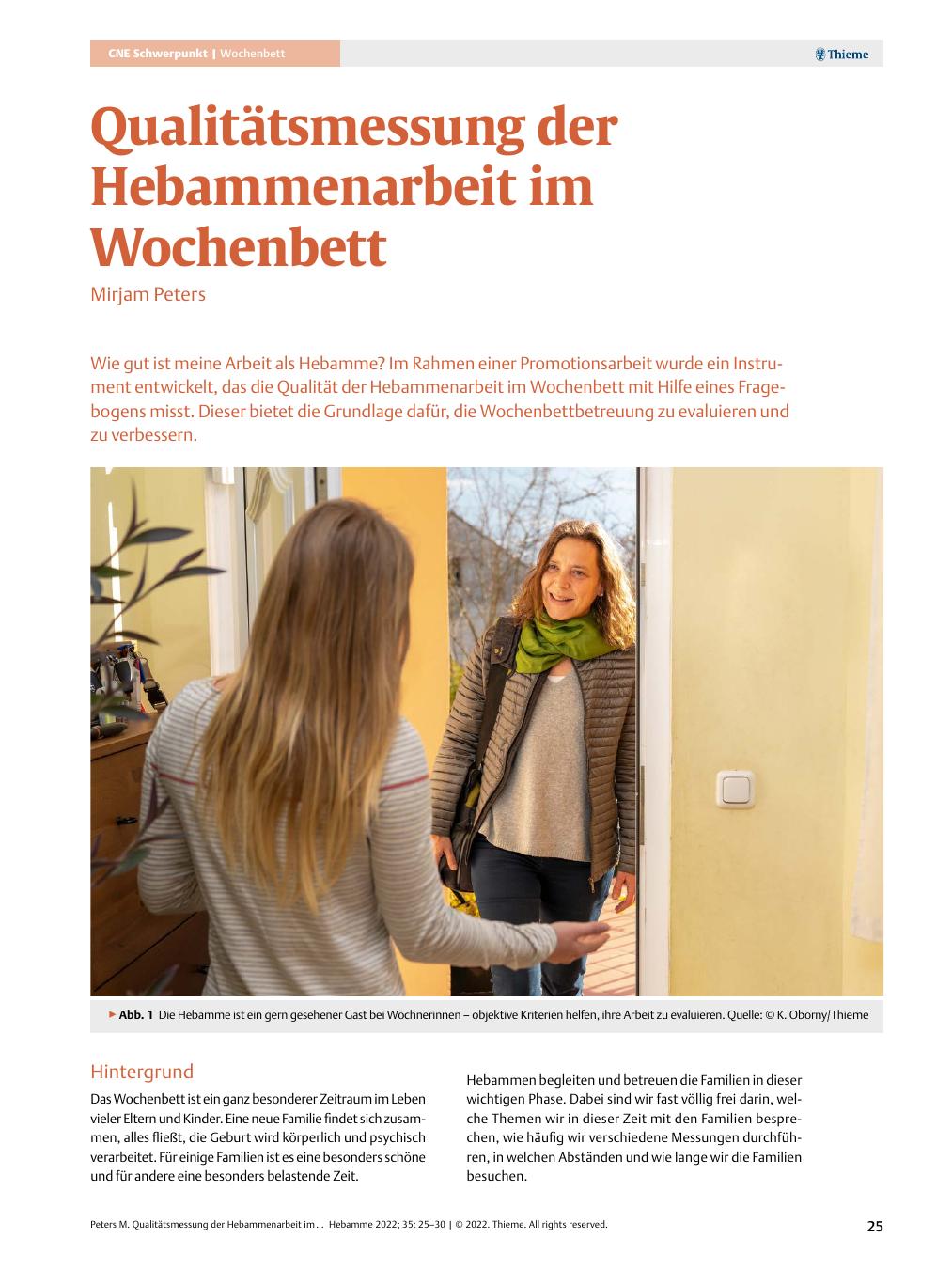 Vorschauseite 1: Qualitätsmessung der Hebammenarbeit im Wochenbett