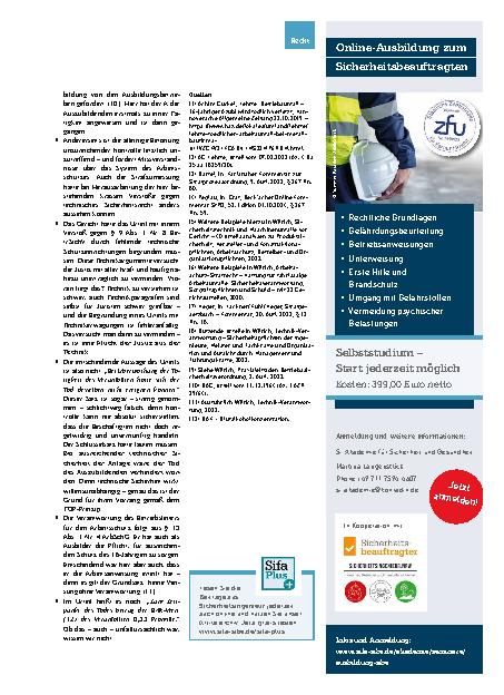 Vorschauseite 4: Betriebssicherheit und Strafrecht: Der tödliche Arbeitsunfall des Auszubildenden im Silo