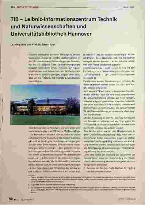 Vorschauseite 1: TIB - Leibniz-Informationszentrum Technik und Naturwissenschaften und Universitätsbibliothek Hannover