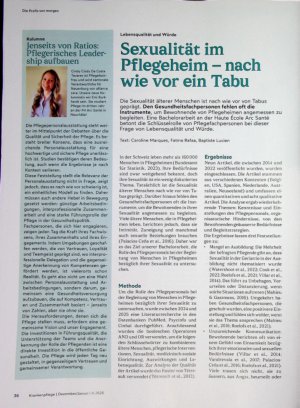 Vorschauseite 1: Sexualität im Pflegeheim - nach wie vor ein Tabu