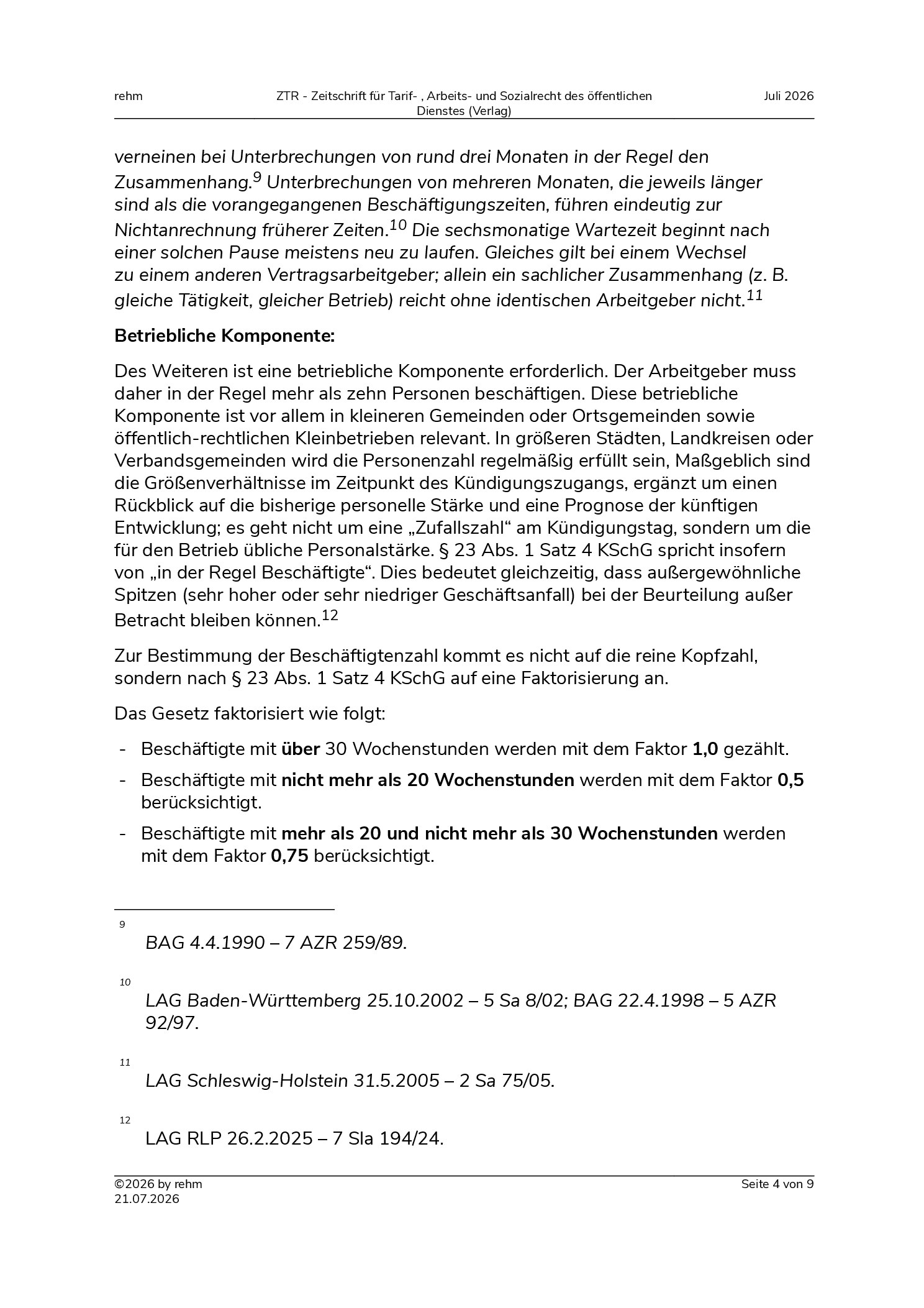 Vorschauseite 4: Die ordentliche Kündigung während der Wartezeit i. S. d. § 1 Abs. 1 KSchG – Grundlagen für Arbeitgeber
