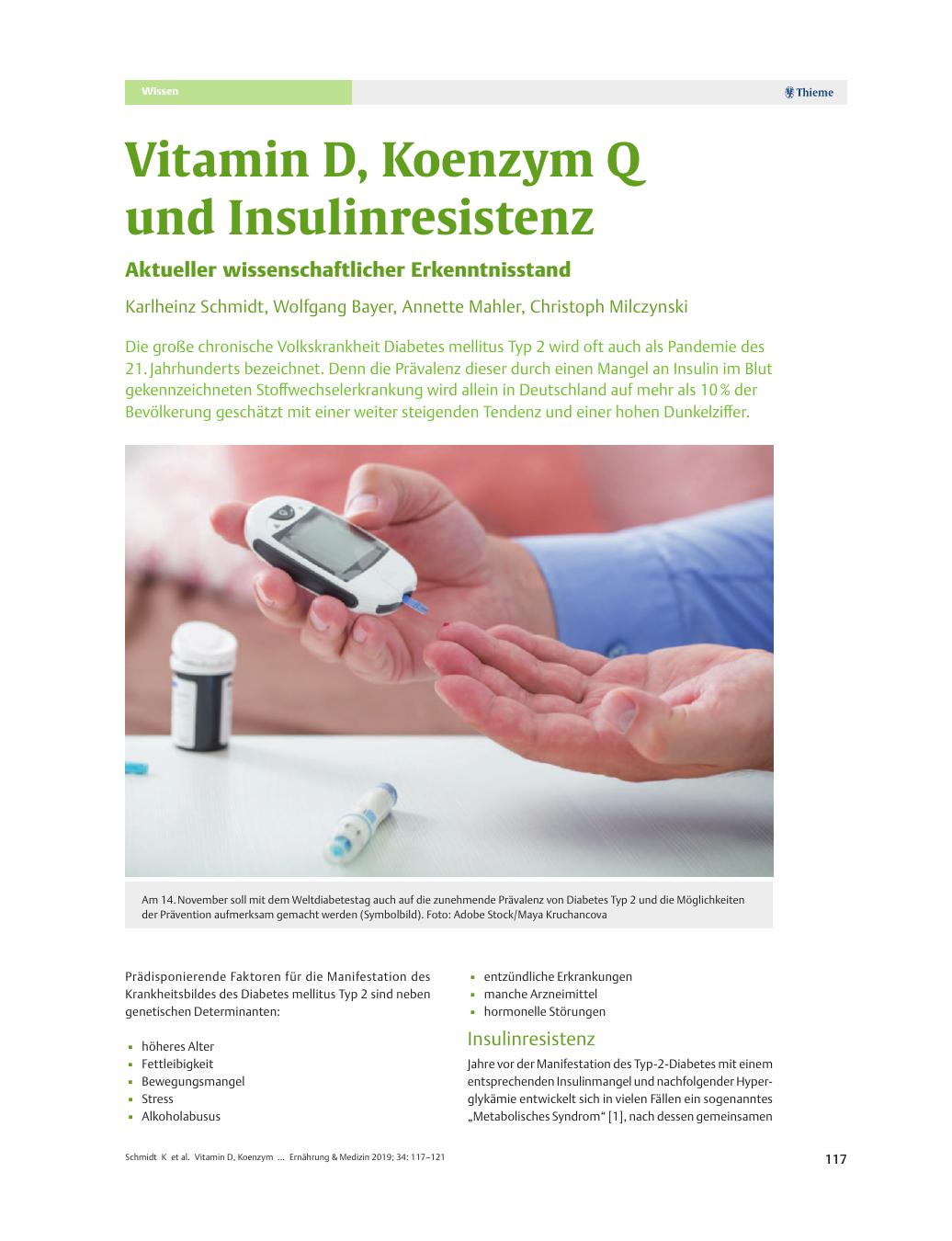 Vorschauseite 1: Vitamin D, Koenzym Q und Insulinresistenz