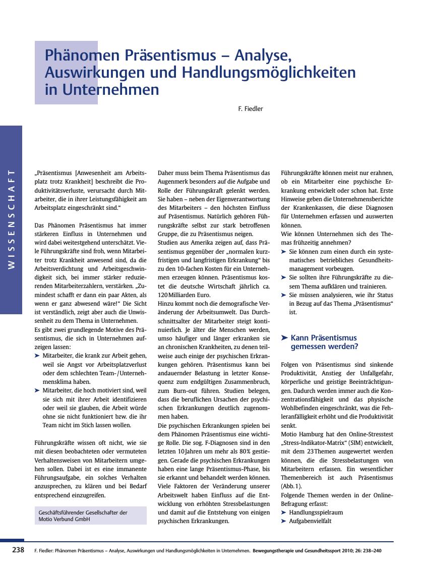 Vorschauseite 1: Phänomen Präsentismus – Analyse, Auswirkungen und Handlungsmöglichkeiten in Unternehmen