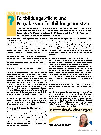 Vorschauseite 1: Fortbildungspflicht und Vergabe von Fortbildungspunkten