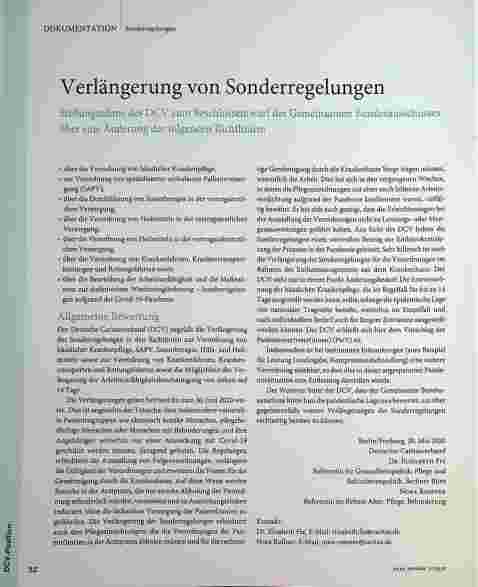 Vorschauseite 1: Verlängerung von Sonderregelungen