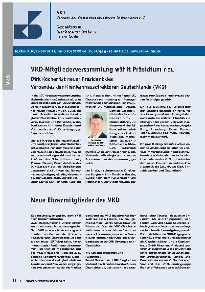 Vorschauseite 1: VKD-Mitgliederversammlung wählt Präsidium neu