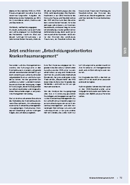 Vorschauseite 2: VKD-Mitgliederversammlung wählt Präsidium neu