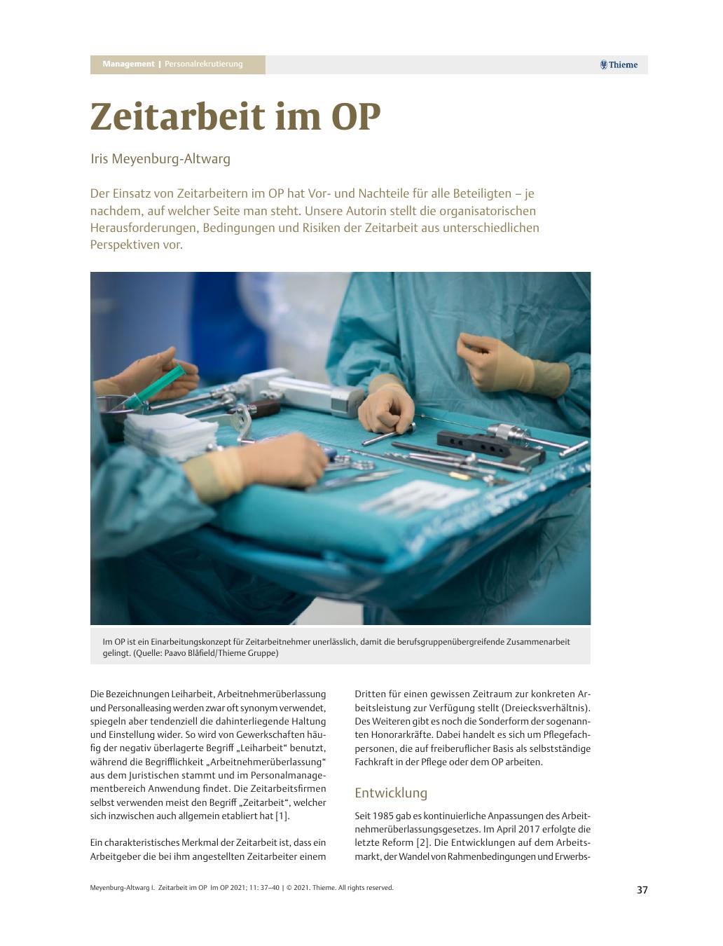 Vorschauseite 1: Zeitarbeit im OP