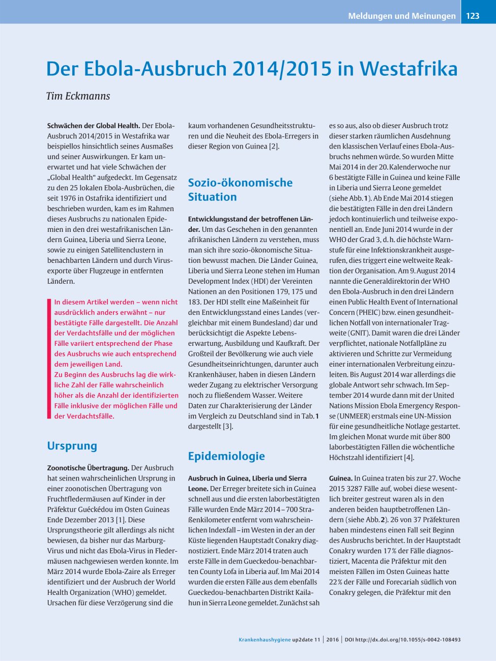 Vorschauseite 1: Der Ebola-Ausbruch 2014/2015 in Westafrika