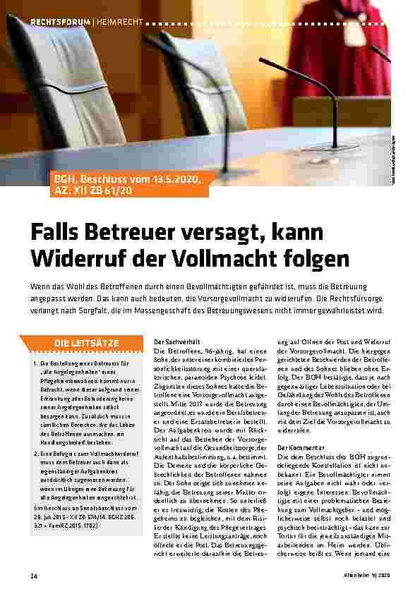Vorschauseite 1: Falls der Betreuer versagt, kann der Widerruf der Vollmacht folgen.
