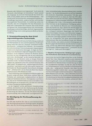 Vorschauseite 2: Die Berücksichtigung von nicht zum Gegenstand eines Disziplinarverfahrens gemachten Handlungen im Rahmen der Gesinnungsprüfung