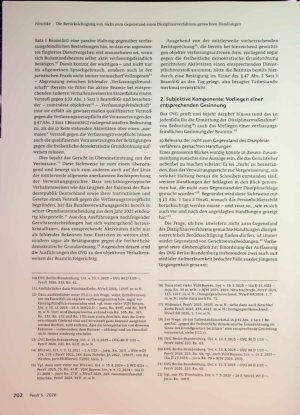 Vorschauseite 3: Die Berücksichtigung von nicht zum Gegenstand eines Disziplinarverfahrens gemachten Handlungen im Rahmen der Gesinnungsprüfung