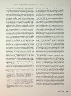 Vorschauseite 6: Die Berücksichtigung von nicht zum Gegenstand eines Disziplinarverfahrens gemachten Handlungen im Rahmen der Gesinnungsprüfung