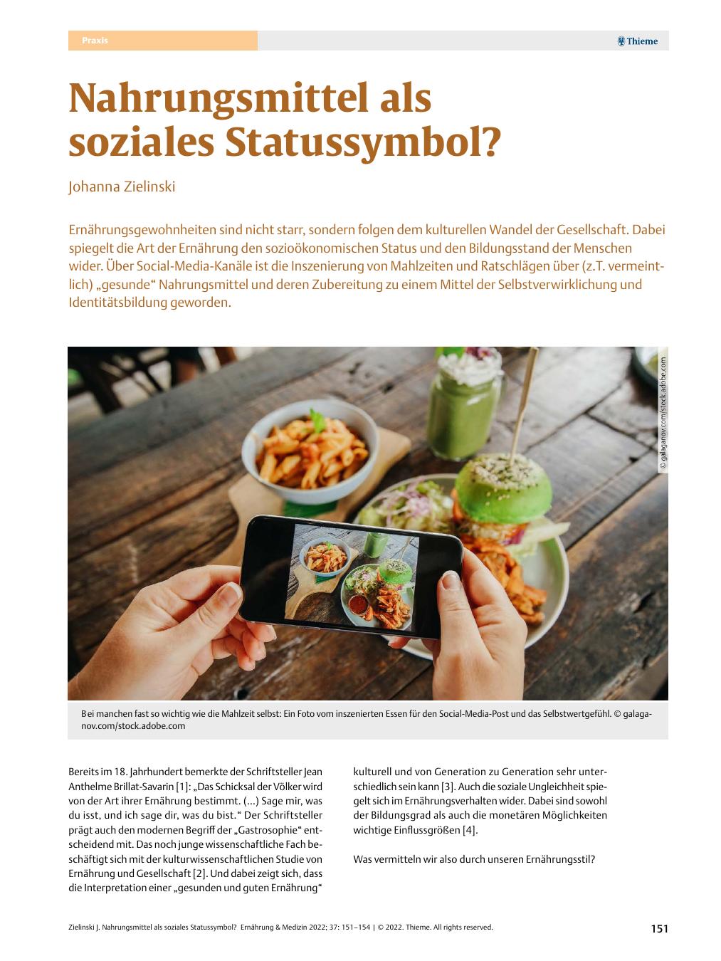Vorschauseite 1: Nahrungsmittel als soziales Statussymbol?