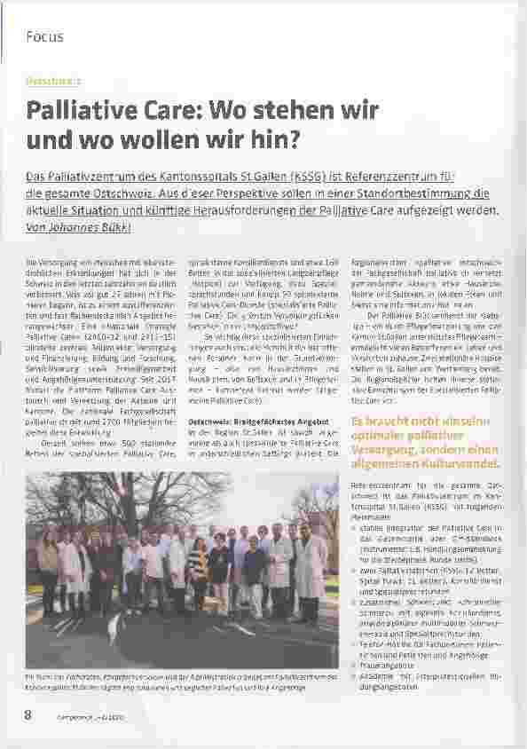 Vorschauseite 1: Palliative Care: Wo stehen wir und wo wollen wir hin?