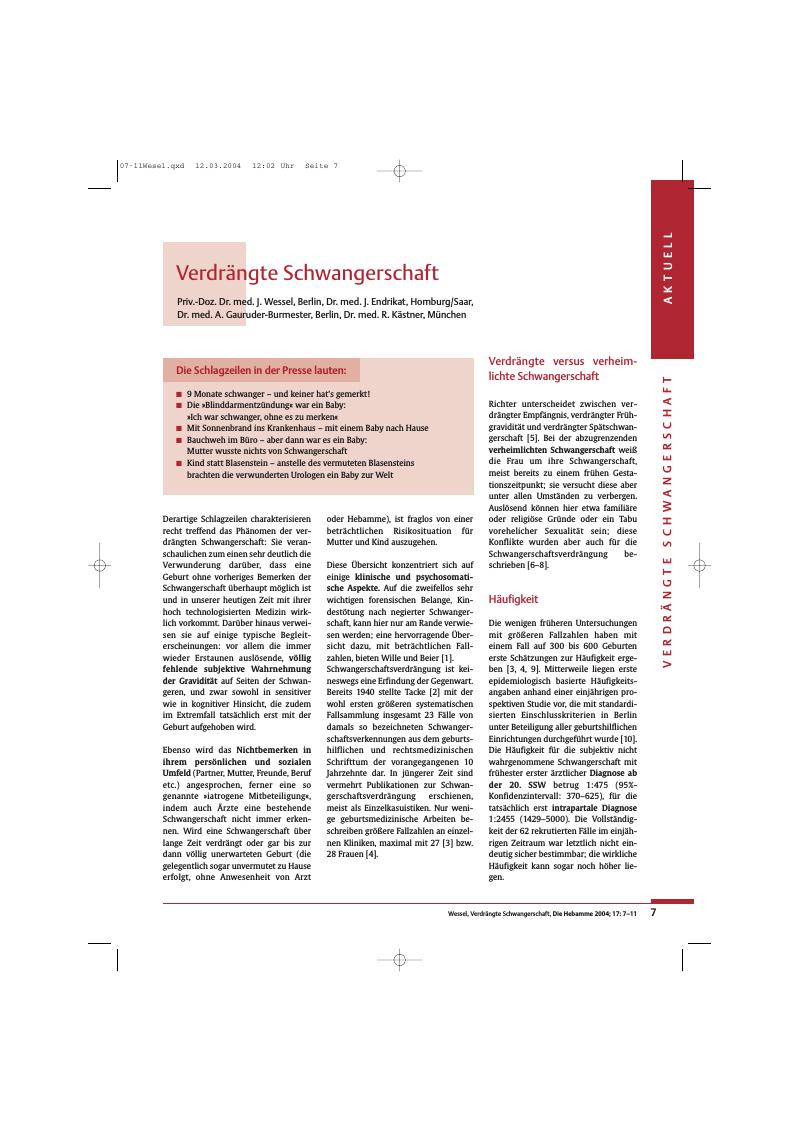 Vorschauseite 1: Verdrängte Schwangerschaft