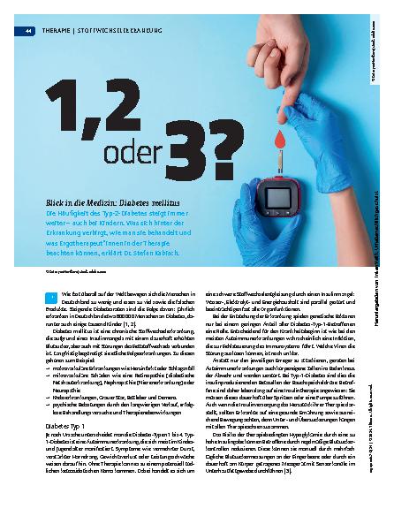 Vorschauseite 1: 1, 2 oder 3? Blick in die Medizin: Diabetes mellitus