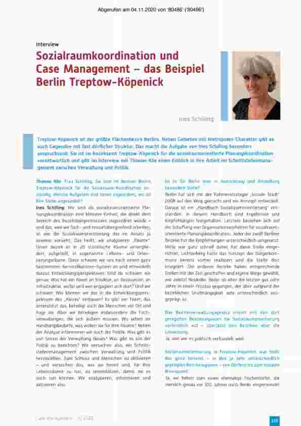Vorschauseite 1: Sozialraumkoordination und Case Management - das Beispiel Berlin Treptow-Köpenick