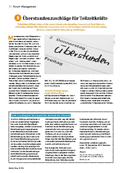 Vorschauseite 1: Überstundenzuschläge für Teilzeitkräfte