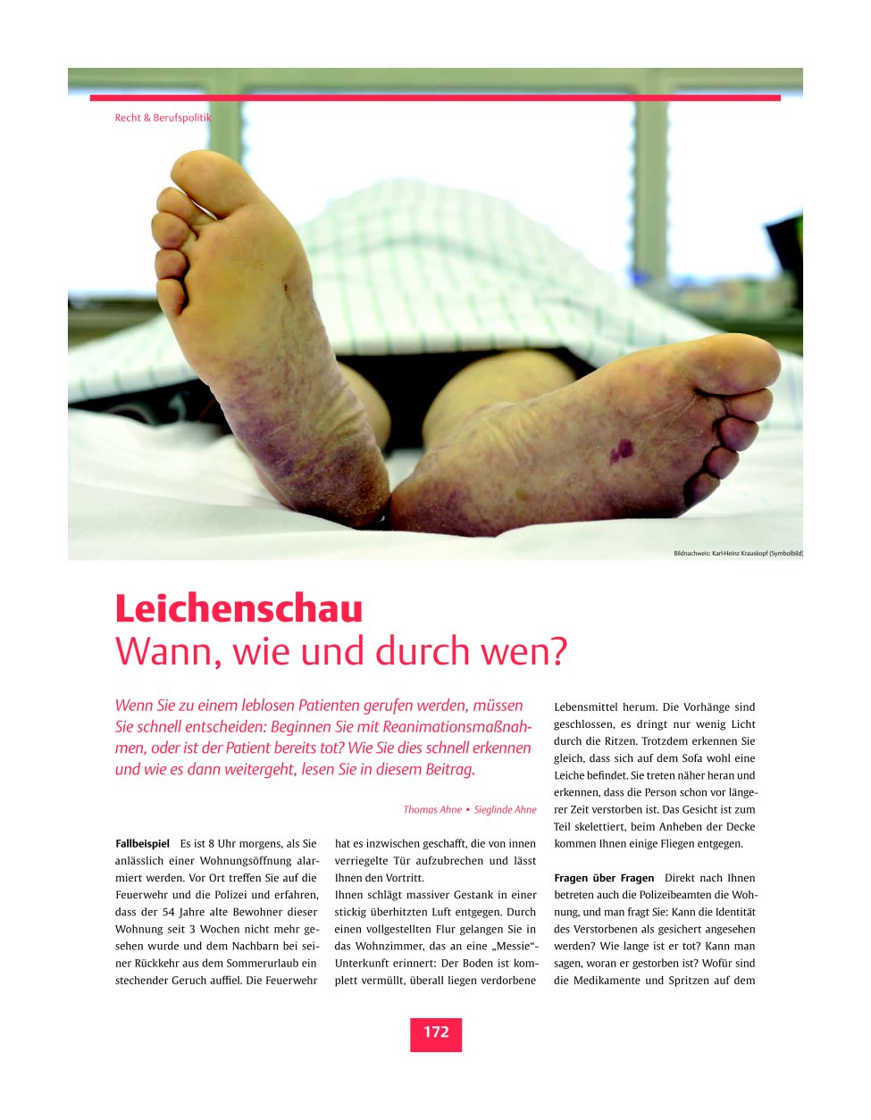 Vorschauseite 1: Leichenschau ? Wann, wie und durch wen?