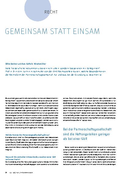 Vorschauseite 1: Gemeinsam statt Einsam