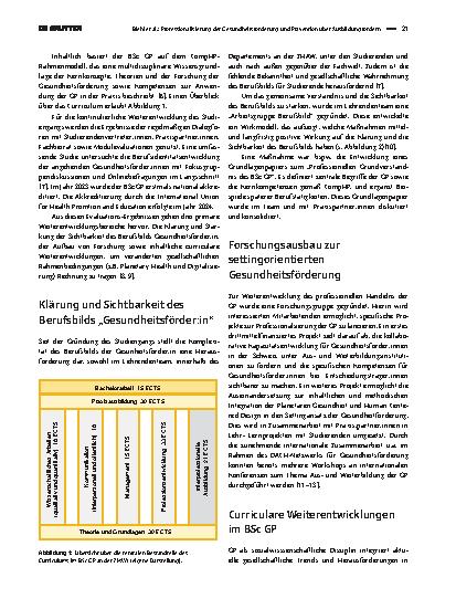 Vorschauseite 2: Professionalisierung der Gesundheitsförderung und Prävention über Ausbildung fördern