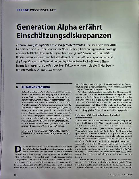 Vorschauseite 1: Generation Alpha erfährt Einschätzungsdisparitäten